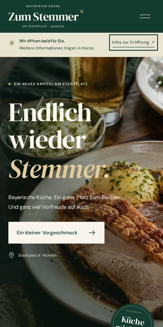 Mobile Ansicht der Website von Zum Stemmer